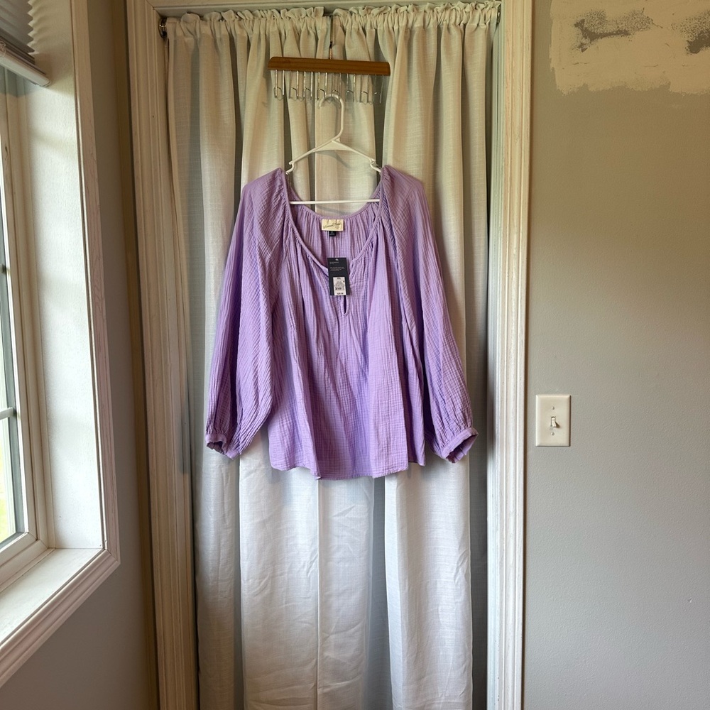 Universal Thread Purple Tie Front Blouse Relaxed Fit